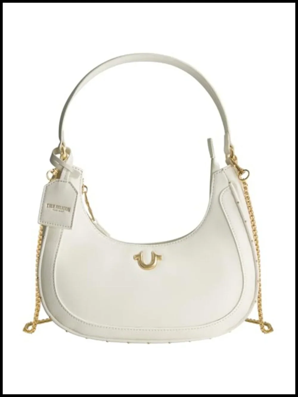 Faux Leather Crescent Hobo Bag With Adjustable Chain Strap
